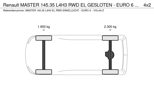 Renault Master 145.35 L4H3 RWD EL GESLOTEN - EURO 6 - VVL-64-Z