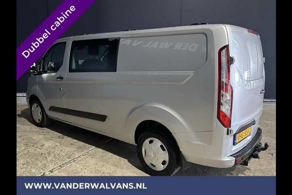 Ford Transit Custom 2.0 TDCI 130pk L2H1 Dubbele Cabine Euro6 Airco | Navigatie | Camera | 2800kg Trekhaak LED, Cruisecontrol, Parkeersensoren, Stoelverwarming, Verwarmde voorruit, 5-Zits