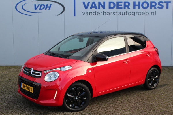 Citroën C1 1.0-70pk e-VTi Shine 5drs. Two Tone. Erg leuke en luxe Citroën C1 voor nog jaren rijplezier ! Slechts 24,- wegenbelasting. Airco, cruise control, camera, telefoonvoorb., LM wielen, All Season banden rondom, privacy glass, 5drs.