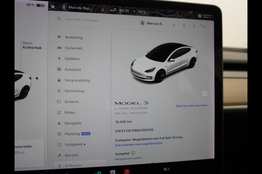 Tesla Model 3 Long Range 75 kWh 463PK FSD -vb 18" Premium-Audio 4wd AutoPilot Pano.dak Camera Leer Adaptive-Cruise+Stop&Go  PDC-A+Voor Wifi Ec Veel grip door AWD vierwielaandrijving. Origineel Nederlandse auto ! grootste accu ! tot 16,5 kwh thuis laden, 120kw/h snelladen per uur !