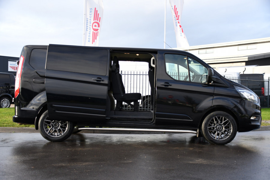 Ford Transit Custom 300 2.0 TDCI L2H1 Black Edition DC Limited Camera, Cruise, Carplay, Automaat, Sensoren, 130PK, Multimedia, Stoelverwarming, 2 x Schuifdeur, UNIEK!