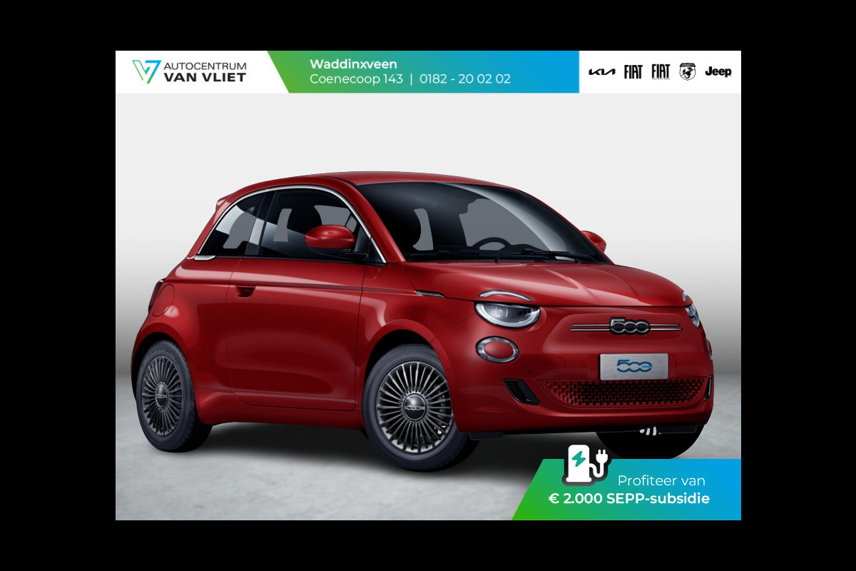 Fiat 500E 42 kWh | Pack Comfort | Pack Style | Rosso Passione |