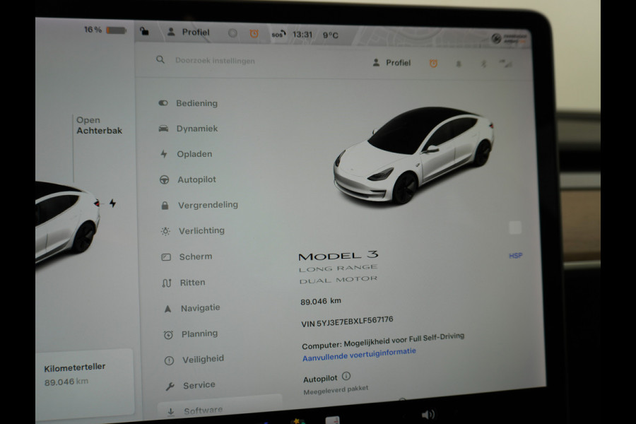 Tesla Model 3 Long Range 75kWh 463PK FSD-mogelijk Premium Audio 4wd Lmv 18" AutoPilot Panoramadak Camera's Leder Adaptive-CruiseControl-Stop&G Stoel en achterbank verwarming Keyless Electr.Stoelen+Memory+Easy-Entry WiFi Origineel Nederlandse auto, 1e Eigenaar, Grootste accu, Tot 16,5kwh thuis laden.