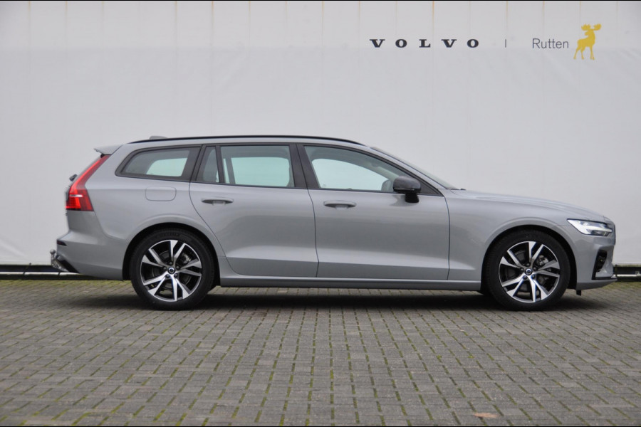 Volvo V60 B4 211PK Automaat Plus Dark Semi-elektrisch inklapbare trekhaak / Adaptive cruise control / Pilot assist / BLIS / Stoelverwarming voor en achter / Elektrische bedienbare stoelen voor met geheugen / Stuurverwarming / Parkeersensoren met camera / Elektrische achterklep / Keyless entry /