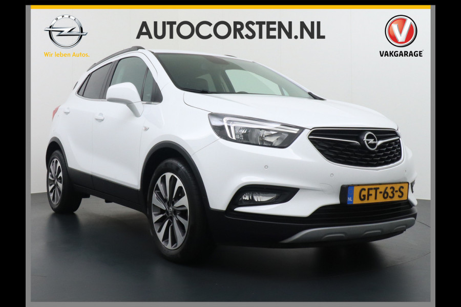 Opel Mokka X T141PK Leder Navi Apple Carplay-Android 18"LMV Ecc PDC Regensensor Led AGR-Stoelen+Verwarmd Bluetooth Cruise Control Regen-Licht Stuurverwarming Keyless Elec. Ramen en Spiegels + inklp. Innovation Cosmo Super Compleet, €30.000 nieuw!