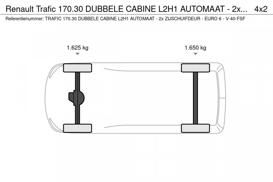 Renault Trafic 170.30 DUBBELE CABINE L2H1 AUTOMAAT - 2x ZIJSCHUIFDEUR - EURO 6 - V-40-FSF