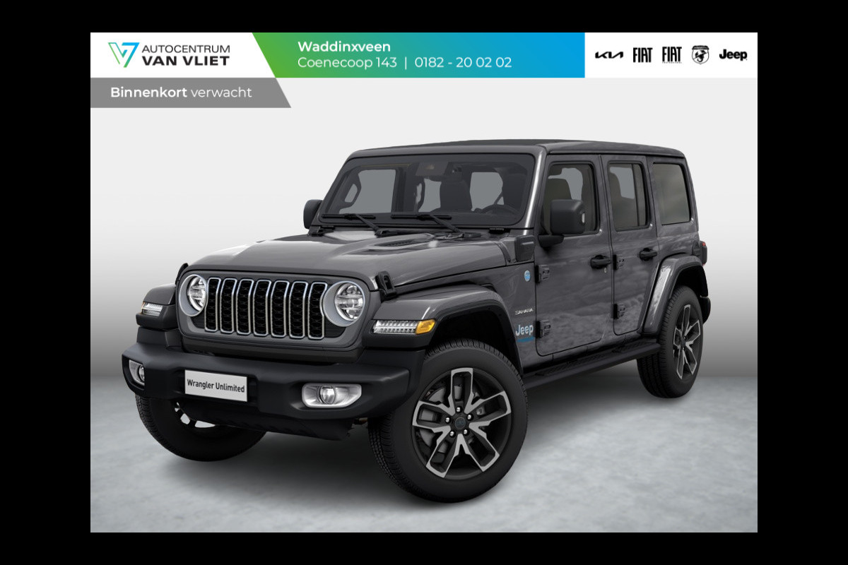 Jeep Wrangler Unlimited 4xe 380 Sahara | MY25 | Sky One-Touch Power Soft Top | 20" met M+S banden | Geel kenteken !