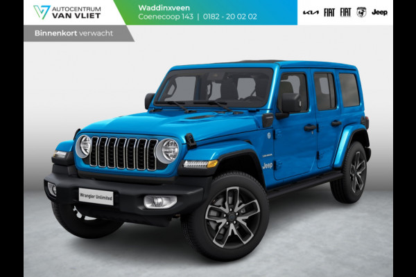 Jeep Wrangler Unlimited 4xe 380 Sahara | MY25 | Sky One-Touch Power Soft Top | 20" met M+S banden | Geel kenteken !