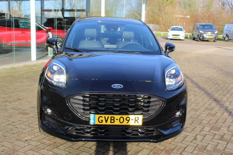 Ford Puma 1.0-125pk EcoBoost Mild-Hybrid ST-Line X. Fabrieksgarantie t/m 18-03-2028 ! Slechts 3.600km ! Stoel-, stuur- en voorraamverwarming, Cruise Cntrl, Volautm. airco, B&O soundsyst.,  18" LM wielen, LED verl., Navigatie, Telefoonvoorb., Elektr. achterklep etc.