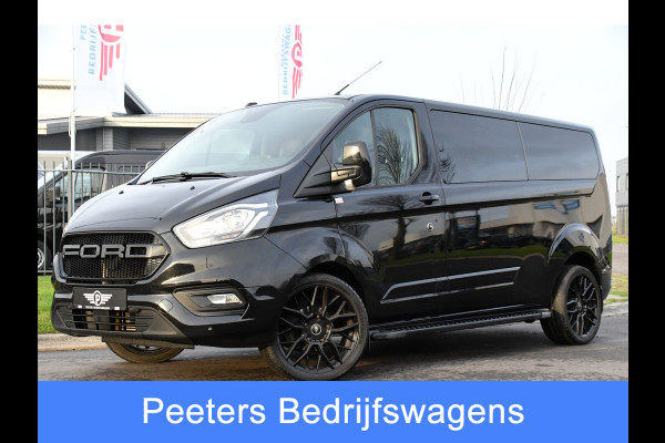 Ford Transit Custom 300 2.0 TDCI L2H1 Limited DC Black Edition Cruise, Carplay, 130PK, Trekhaak, Sensoren, 6 Zitplaatsen, Stoelverwarming, UNIEK!