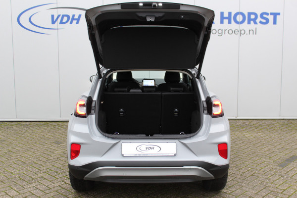 Ford Puma 1.0-125pk EcoBoost Mild-Hybrid Titanium X. Garantie t/m 22-04-2028 ! Slechts 5.800km ! Adaptive cruise cntrl, climate control, stoel-, stuur- en voorraamverw., navigatie, telefoonvoorb., camera, elektr. achterklep, B&O soundsyst., lane- en side assist, LED verlichting etc.