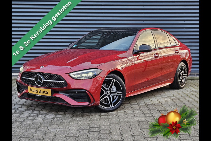 Mercedes-Benz C-Klasse 300 e AMG Line Plug In Hybrid 320pk PHEV | Panodak | Trekhaak af Fabriek | Digital LED | 360 Camera | Head Up | Keyless | Sfeerverlichting |