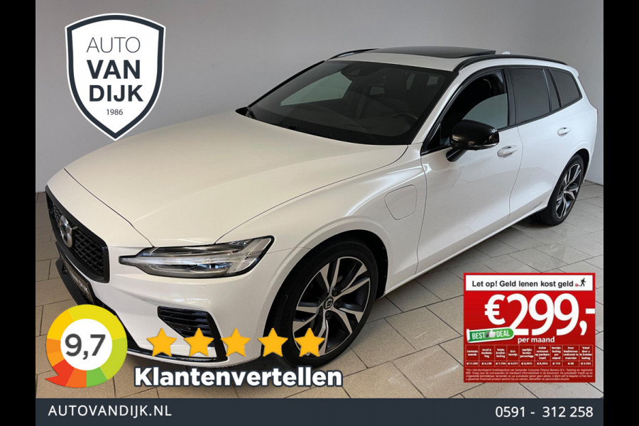 Volvo V60 2.0 T6 Recharge AWD R-Design 340PK PANO DAK AIRCO CLIMA NAVI CRUISE STOELVERW STUURVERW BLUETOOTH LEER VELGEN NIEUWSTAAT