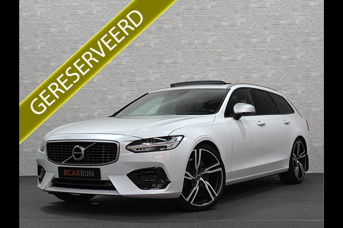 Volvo V90 2.0 D5 AWD R-Design | Panorama | ACC | Bowers & Wilkins | Pilot-Assist | Trekhaak | Keyless-Entry | Memory | 21'' | Stoelverwarming V+A | Stuurwielverwarming | LED | Camera | Carplay |