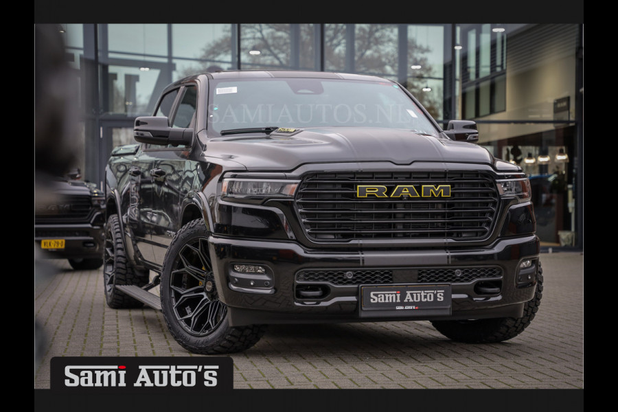 Dodge Ram PREMIUM NIGHT EDITION | MAY 2025 BOM VOL + 14.4 INCH SCHERM | LUCHTVERING | HUD | HURRICAN 420PK 636 Nm | PRIJS MET LPG EN COVER DUBBELE CABINE | PICK UP | 5 PERSOONS | DC | GRIJSKENTEKEN | VOORRAAD NR 2288 - 4952