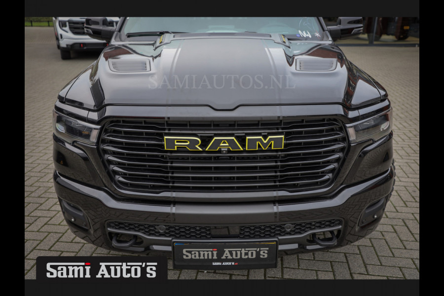 Dodge Ram PREMIUM NIGHT EDITION | MAY 2025 BOM VOL + 14.4 INCH SCHERM | LUCHTVERING | HUD | HURRICAN 420PK 636 Nm | PRIJS MET LPG EN COVER DUBBELE CABINE | PICK UP | 5 PERSOONS | DC | GRIJSKENTEKEN | VOORRAAD NR 2288 - 4952