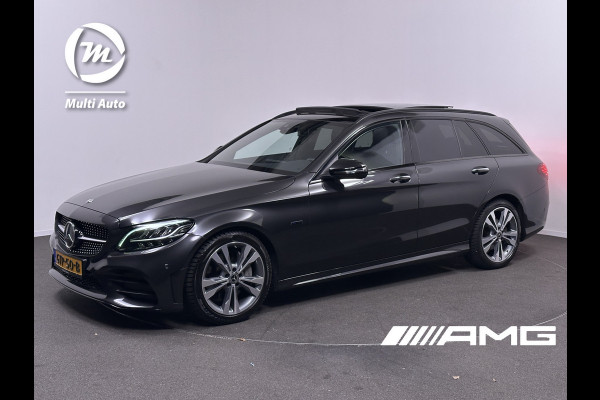 Mercedes-Benz C-Klasse Estate 300 e AMG Line Plug in Hybrid 320pk PHEV | Panodak | Luchtvering | Lederen Alcantara Sportstoelen Verwarmd | Burmester Audio | Adaptive Cruise | Navigatie | Apple Carplay |