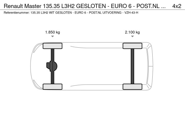 Renault Master 135.35 L3H2 GESLOTEN - EURO 6 - POST.NL UITVOERING - VZH-43-H