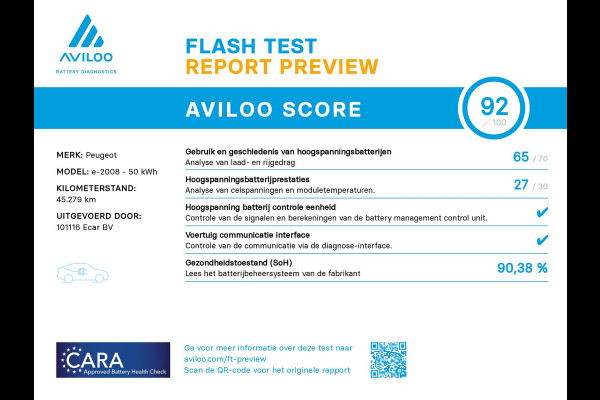 Peugeot e-2008 EV GT 50 kWh | Pack safety plus | Achteruitrijcamera | Visiopark | Verwarmbare voorstoelen | SoH (batterijcheck) 90,38% score!