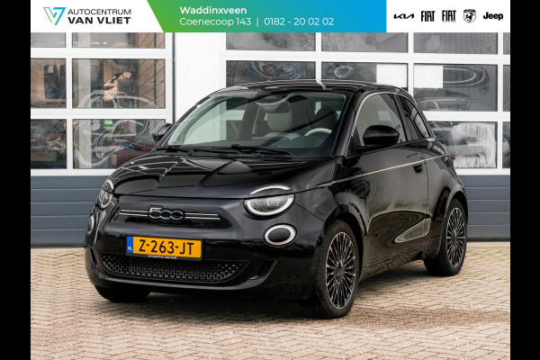 Fiat 500E La Prima 42 kWh | Clima | Cruise | Leder | 17" | Priv Glass | Winter Pack | JBL Sound | BSM | Apple Carplay |