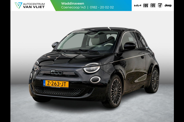 Fiat 500E La Prima 42 kWh | Clima | Cruise | Leder | 17" | Priv Glass | Winter Pack | JBL Sound | BSM | Apple Carplay |