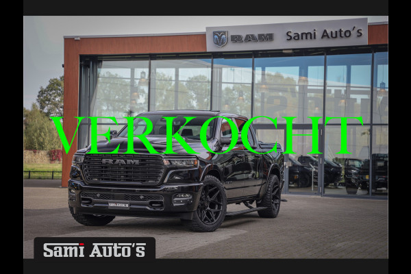 Dodge Ram NIGHT PREMIUM 2025 | BOM VOL + 14.4 INCH SCHERM | LUCHTVERING | HUD | HURRICAN 420PK 636 Nm | PRIJS MET LPG EN COVER EN GARANTIE DUBBELE CABINE | PICK UP | 5 PERSOONS | DC | GRIJSKENTEKEN | VOORRAAD NR 2214 - 4963