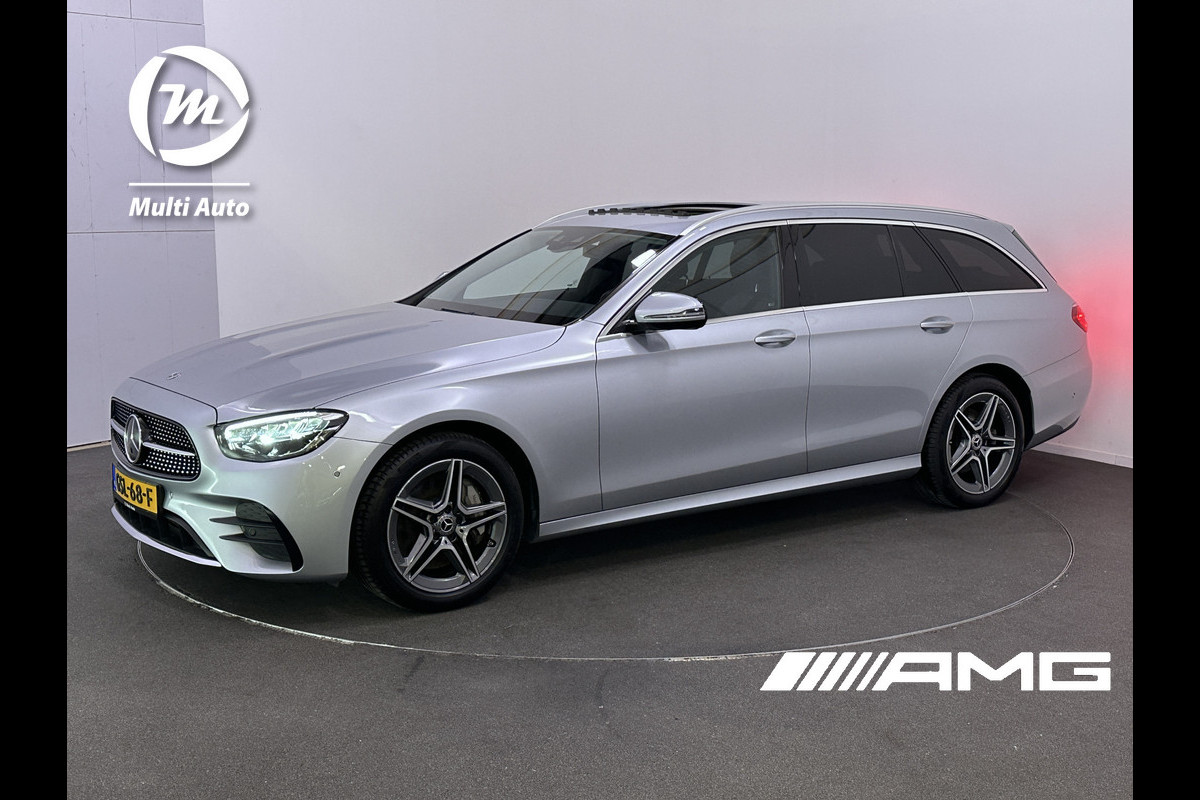 Mercedes-Benz E-Klasse Estate 300 e AMG Line Plug in Hybrid PHEV | Schuifdak | Lederen Sportstoelen | Trekhaak af Fabriek | Adaptive Cruise | Apple Carplay | Widescreen Navi | Sfeerverlichting | Camera |