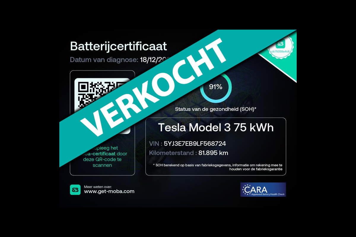 Tesla Model 3 Long Range AWD 75 kWh 91% SOH Trekhaak (1.000kg) 19 Inch Rijklaarprijs