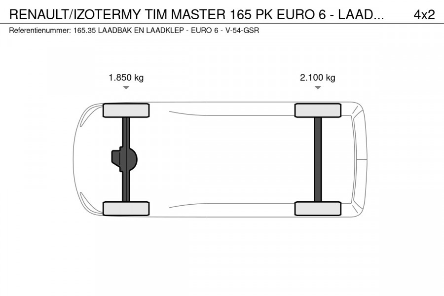 Renault/izotermy Tim MASTER 165 PK  EURO 6  - LAADBAK & LAADKLEP - V-54-GSR