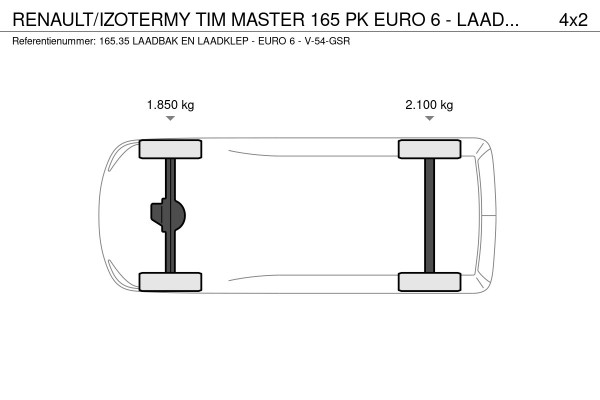 Renault/izotermy Tim MASTER 165 PK  EURO 6  - LAADBAK & LAADKLEP - V-54-GSR