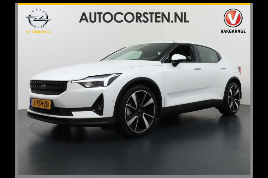 Polestar 2 AUT. 408pk Long Range Dual Motor 78kWh AutoPilot 20" Panoramadak Sleutel-loos(TelefoonSleutel) (voorverwarming)Electr.Stoelen+Ve Phone-Connect 1500kg-trekvermogen 660Nm! OnePedal drive Winterpakket Licht+Zichtpakket 61.000 nieuw!! EBD RemAssist Virtual-Cockpit digiDash Uitparkeer waarschuwing Botswaarsc.syst. Autonoom-Rem Noodrem ESP TCS Hill-Assist Lane Assist Pre-Crash-Syst. Emergency-Call Keyless Ecc tot 150kw snell