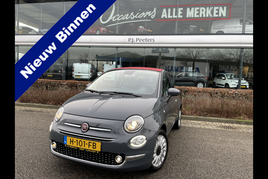 Fiat 500 Cabrio 0.9 TwinAir Turbo Lounge Airco - Cruise control - Navigatie full map - Multifunctioneel lederen stuurwiel - Mistlampen - E-bedienbare kap - 15"licht metalen velgen Pack vision met regensensor en park. sensoren achter