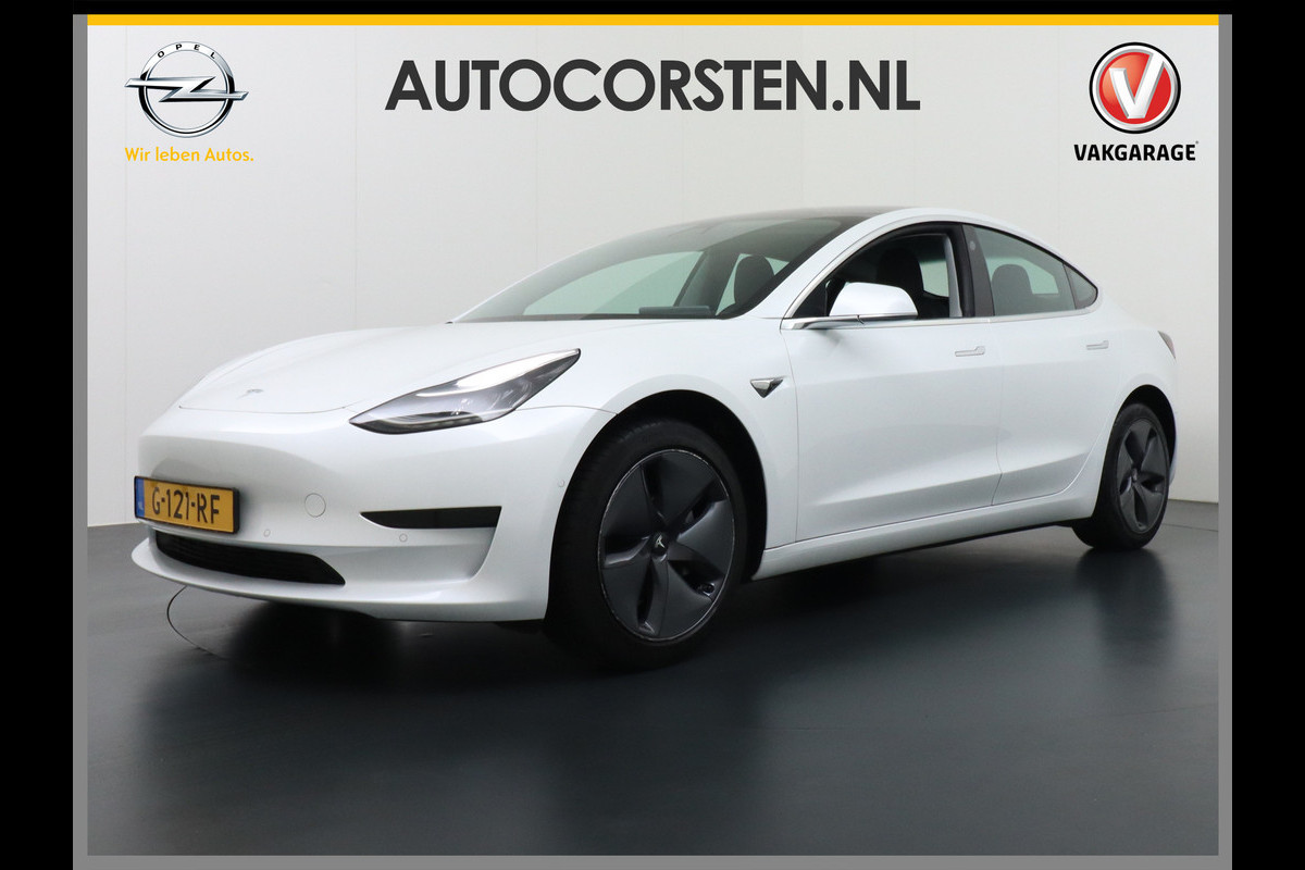 Tesla Model 3 SR+60kWh 326PK AutoPilot FSD-v.b Premium-Luidsprekers Leer PanoDak Adaptive cruise 18" Camera's Elektr.-Stuur+Stoelen+Spiegels+G Ecc Navigatiesysteem full map LED-a+v Comfortstoel(en) ACC Dual-ECC DAB Voorverwarmen interieur via App Keyless via Telefoonsleutel One-Pedal-Drive Orig. nlse auto  1e eigenaar Slechts 1584kg (Lichtste Tesla)