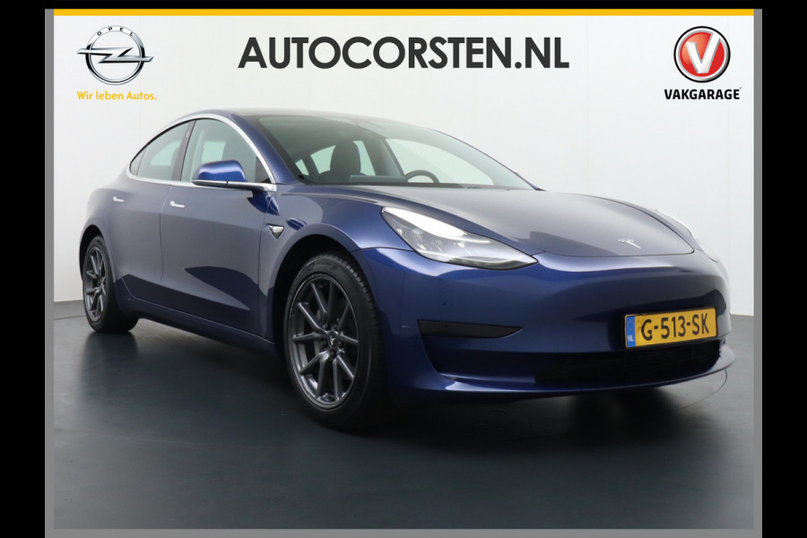 Tesla Model 3 SR+60kWh 326PK AutoPilot FSD-v.b Premium-Luidsprekers Leer PanoDak Adaptive cruise 18" Camera's Elektr.-Stuur+Stoelen+Spiegels+G Ecc Navigatiesysteem full map LED-a+v Comfortstoel(en) ACC Dual-ECC DAB Voorverwarmen interieur via App Keyless via Telefoonsleutel One-Pedal-Drive Orig. nlse auto  1e eigenaar