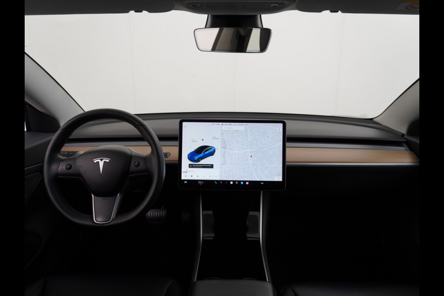 Tesla Model 3 SR+60kWh 326PK AutoPilot FSD-v.b Premium-Luidsprekers Leer PanoDak Adaptive cruise 18" Camera's Elektr.-Stuur+Stoelen+Spiegels+G Ecc Navigatiesysteem full map LED-a+v Comfortstoel(en) ACC Dual-ECC DAB Voorverwarmen interieur via App Keyless via Telefoonsleutel One-Pedal-Drive Orig. nlse auto  1e eigenaar