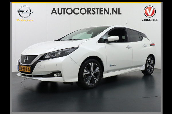 Nissan Leaf 40kWh Android Auto Apple Carplay 360° Camera Keyless Adapt.Cruise-Control PDC-a+v Navi Ecc Bluetooth DAB Led DAB Dodehoek detect Rijstrooksensor met correctie Stoelverwarming Regen-Licht Sensor LMV VerwarmdStuur+Achterbank Verkeersbord detectie N-Connecta 1e Eigenaar, 150PK, 320NM Trekkracht