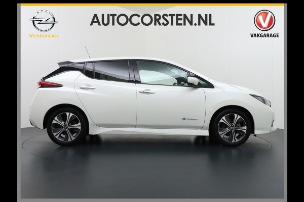 Nissan Leaf 40kWh Android Auto Apple Carplay 360° Camera Keyless Adapt.Cruise-Control PDC-a+v Navi Ecc Bluetooth DAB Led DAB Dodehoek detect Rijstrooksensor met correctie Stoelverwarming Regen-Licht Sensor LMV VerwarmdStuur+Achterbank Verkeersbord detectie N-Connecta 1e Eigenaar, 150PK, 320NM Trekkracht