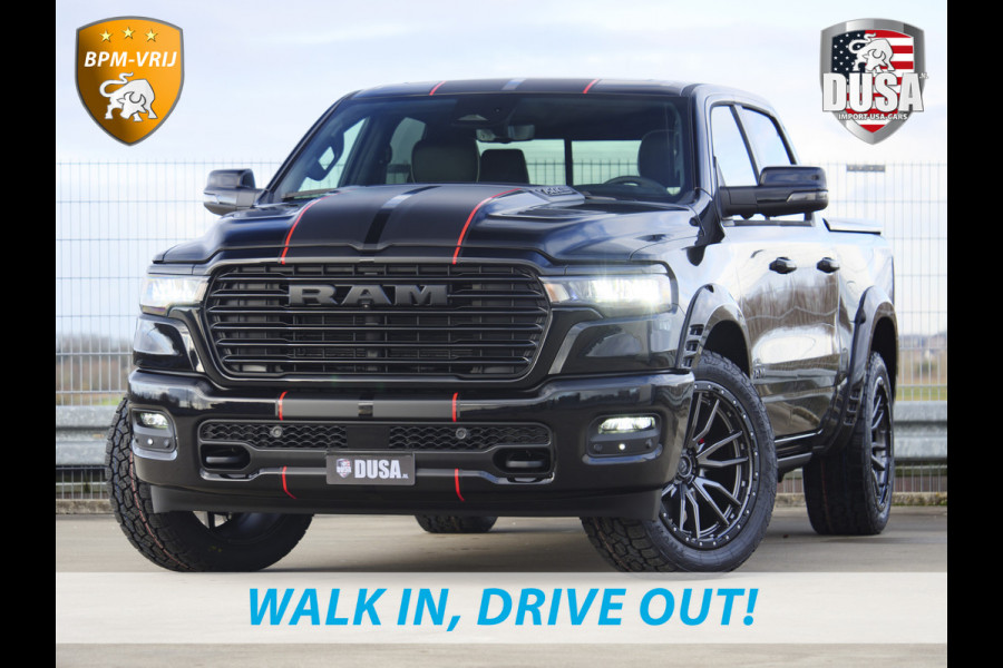 Dodge Ram | 1500 | Laramie | Premium Night | 3.0L I6 Hurricane | 4X4 | BPM-VRIJ INCL BPM-VOORDEEL | Niveau regeling | LPG | Passenger Display | Getoonde accessoires zijn verkrijgbaar tegen meerprijs
