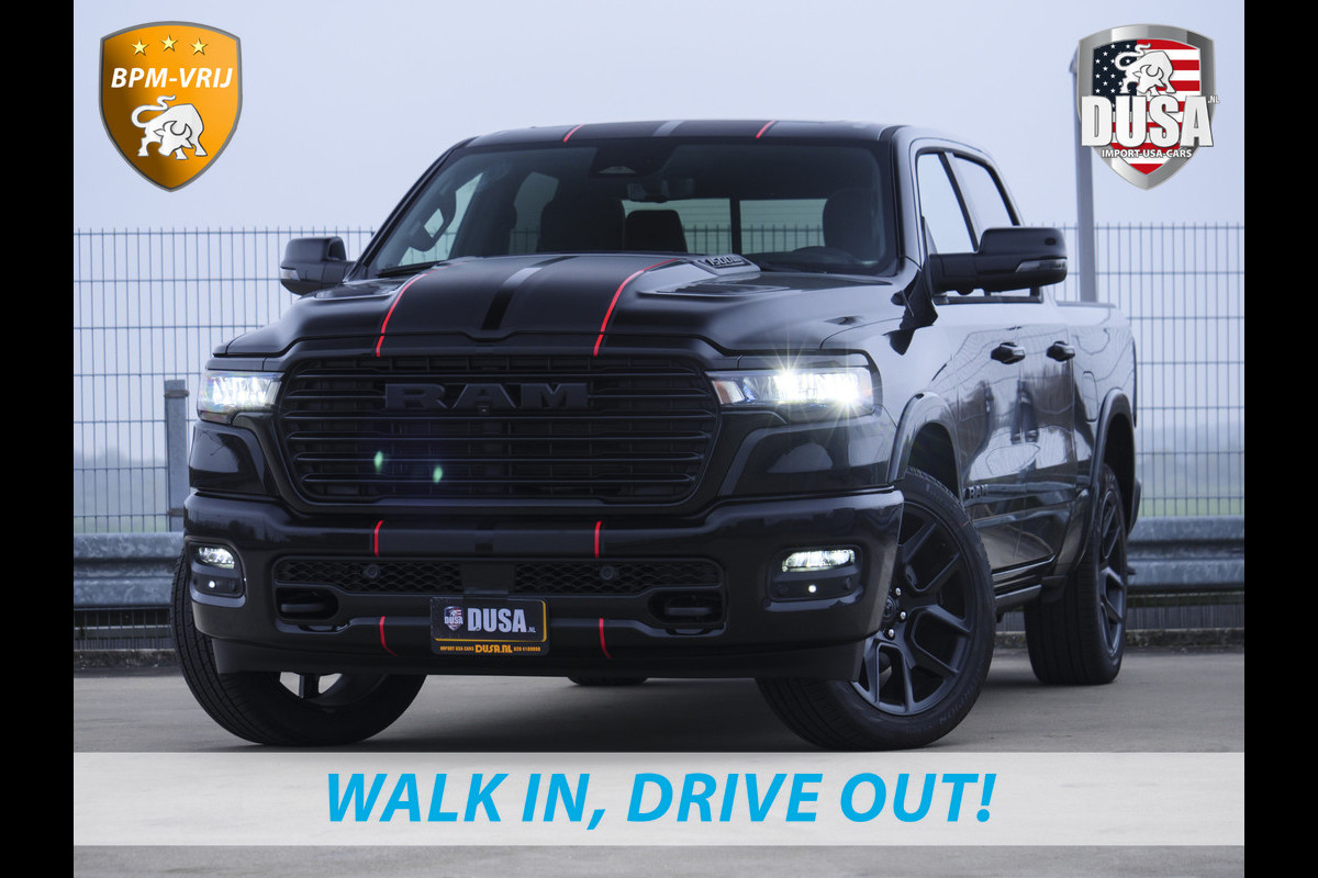 Dodge Ram 1500 | Laramie | Night Edition | 3.0L I6 Hurricane | Crew Cab | 4X4 | INCL BPM-VOORDEEL | Niveau regeling | 14,4-inch Touchscreen | Passenger Display | Getoonde accessoires zijn verkrijgbaar tegen meerprijs