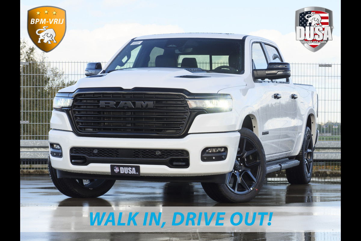 Dodge Ram 1500 | Laramie | Night Edition | 3.0L I6 Hurricane | Crew Cab | 4X4 | Panorama | 14,4-inch Touchscreen | Passenger Display | INCL BPM-VOORDEEL Getoonde accessoires zijn verkrijgbaar tegen meerprijs