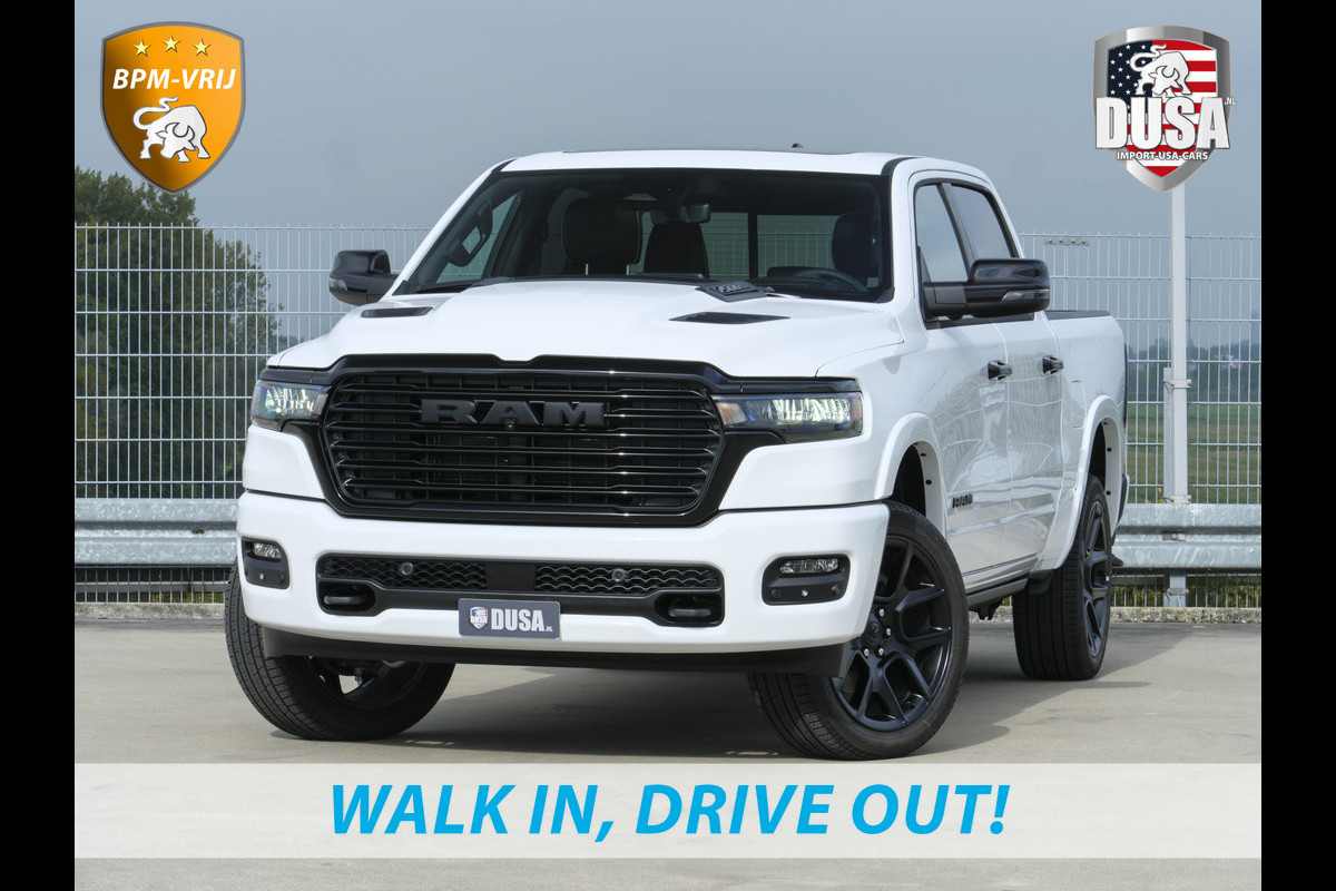 Dodge Ram 1500 | Laramie | Night Edition | 3.0L I6 Hurricane | Crew Cab | 4X4 | INCL BPM-VOORDEEL | Niveau regeling | 14,4-inch Touchscreen | Passenger Display | Getoonde accessoires zijn verkrijgbaar tegen meerprijs