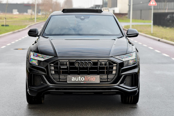 Audi Q8 55 TFSI e quattro 3x S-Line. Luchtv, Nightvision, Pano, ACC, HUD, Softcl, B&O, Keyless, Camera, CarPlay, Matrix, Sfeer!