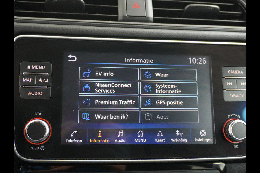 Nissan Leaf Tekna 40kWh Autom. Leder 360°Camera Apple Carplay Android Auto Adaptieve Cruise-Control Bose-Sound® Navi Ecc Bluetooth DAB Keyle Stoelverwarming Regen-Licht Sensor LMV Verwarmd Lederen Stuur Isofix Rijstrooksensor met correctie Verkeersbord detectie 1e Eigenaar