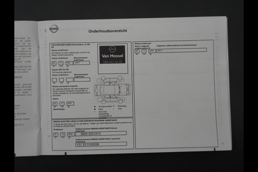 Nissan Leaf Tekna 40kWh Autom. Leder 360°Camera Apple Carplay Android Auto Adaptieve Cruise-Control Bose-Sound® Navi Ecc Bluetooth DAB Keyle Stoelverwarming Regen-Licht Sensor LMV Verwarmd Lederen Stuur Isofix Rijstrooksensor met correctie Verkeersbord detectie 1e Eigenaar