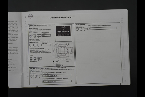 Nissan Leaf Tekna 40kWh Autom. Leder 360°Camera Apple Carplay Android Auto Adaptieve Cruise-Control Bose-Sound® Navi Ecc Bluetooth DAB Keyle Stoelverwarming Regen-Licht Sensor LMV Verwarmd Lederen Stuur Isofix Rijstrooksensor met correctie Verkeersbord detectie 1e Eigenaar