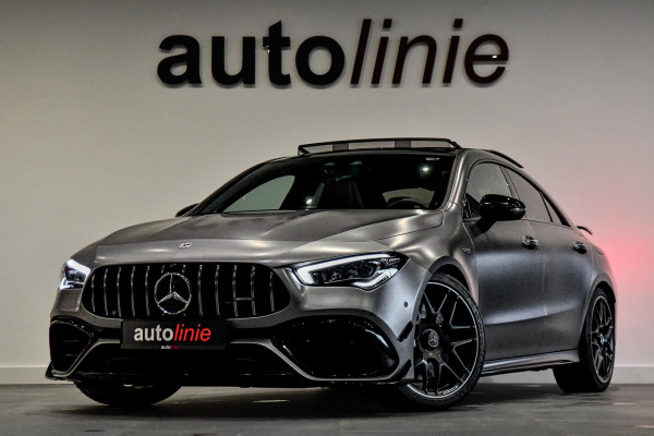 Mercedes-Benz CLA-Klasse AMG 45 S 4MATIC+ Aero, Perf stuur, Pano, Schaal, Memory, Koeling, 360, HUD, Burm, Keyless, Dodeh, CarPlay