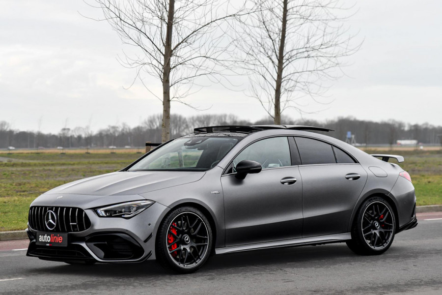 Mercedes-Benz CLA-Klasse AMG 45 S 4MATIC+ Aero, Perf stuur, Pano, Schaal, Memory, Koeling, 360, HUD, Burm, Keyless, Dodeh, CarPlay