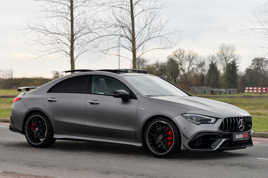 Mercedes-Benz CLA-Klasse AMG 45 S 4MATIC+ Aero, Perf stuur, Pano, Schaal, Memory, Koeling, 360, HUD, Burm, Keyless, Dodeh, CarPlay