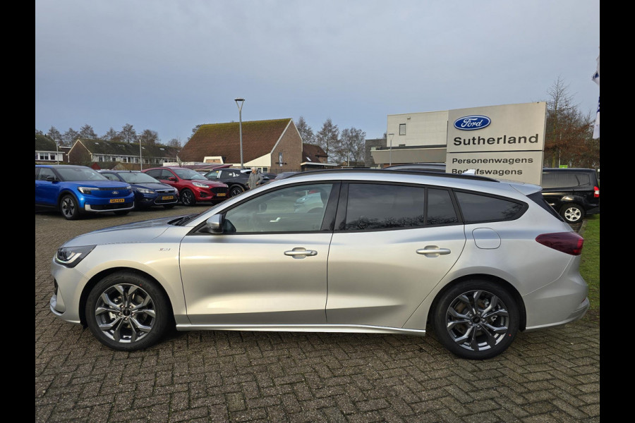 Ford Focus 1.0 EcoBoost Hybrid ST Line Wagon 155pk Automaat SCI | April leverbaar | Winter Pack | Moondust Silver | 12.3 inch personaliseerbare Digital Cockpit | Achteruitrijcamera | Draadloos opladen mobiele telefoon | Ford Keyless Entry