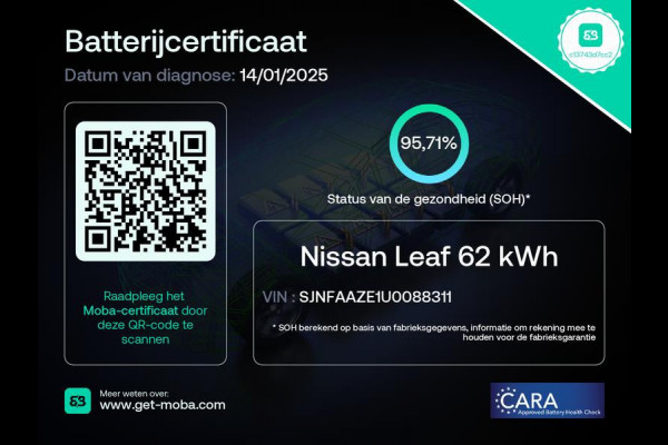 Nissan Leaf E+ Tekna 62 kWh SOH 96% / Leer / Adaptive cruise / Navi / Bose / Ned Auto / NAP / MCC / Gouda